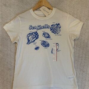 Universal Thread Cream Tee with Blue Print
